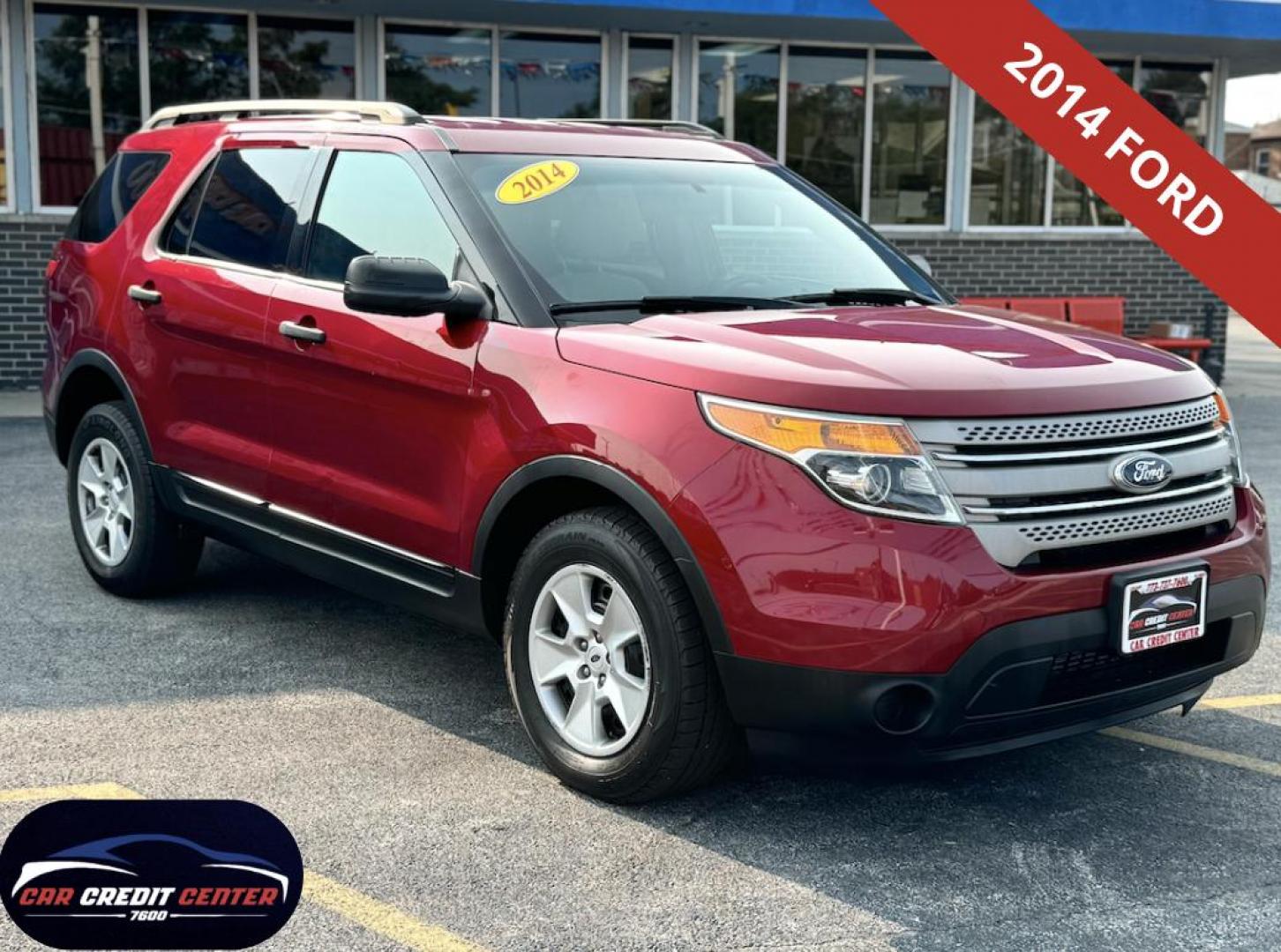 2014 RED Ford Explorer Base 4WD (1FM5K8B80EG) with an 3.5L V6 DOHC 24V engine, 6-Speed Automatic transmission, located at 7600 S Western Ave., Chicago, IL, 60620, (773) 918-3980, 0.000000, 0.000000 - Photo#0